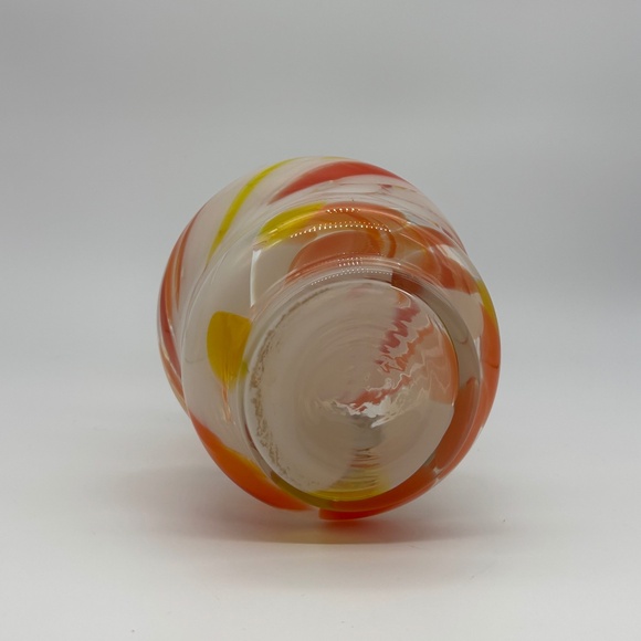 Vintage Italian Blown Glass Pitcher in the Manner of Murano Orange Red Yellow - Picture 5 of 7